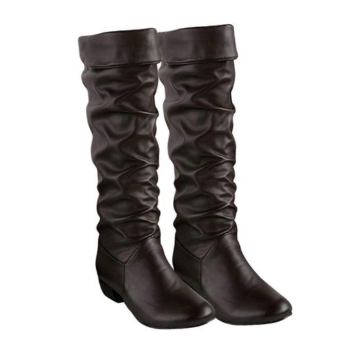 Femmes Hiver Bottes Longues Genou Bottes Hautes Plate-Forme Chunky Block Heeled Bottes Pour Party Work Date Mariage-Brown-Kids-36-Femelle