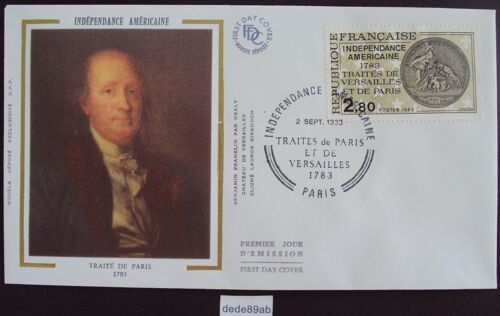 France.. Enveloppe 1er Jour.First Day Cover. 2.80 Indépendance Américaine - Traité De Paris Et De Versailles 1783 . Benjamin Franklin Par Healy . Oblitéré Used Stamp.