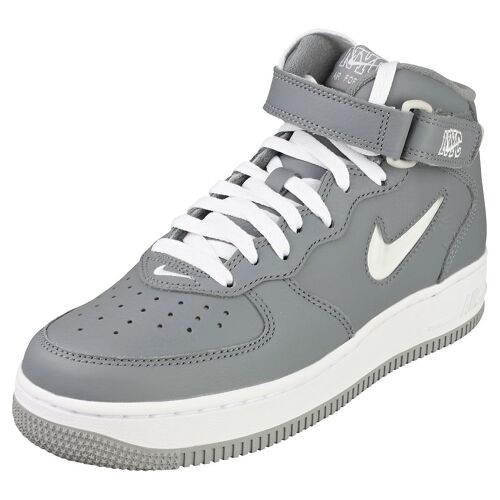 Nike Air Force 1 Mid Qs Baskets Platesforme Gris Blanc