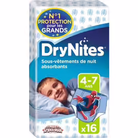 Huggies Drynites Sous-Vetements De Nuit Garçon - 4-7 Ans - 16 Culottes - Lot De 4 Paquets De 16