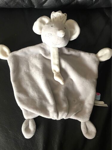 Doudou Plat Souris Grise Couronne Sucre D'orge Étoiles Grise 26cm