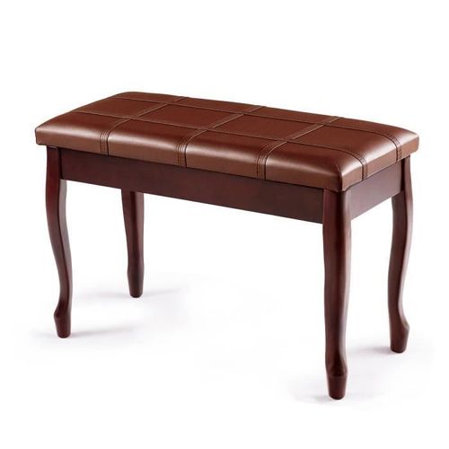 Costway Banquette Pour Piano, Avec Coussin En Cuir Rembourré Confortable Et Compartiment De Rangement, Marron