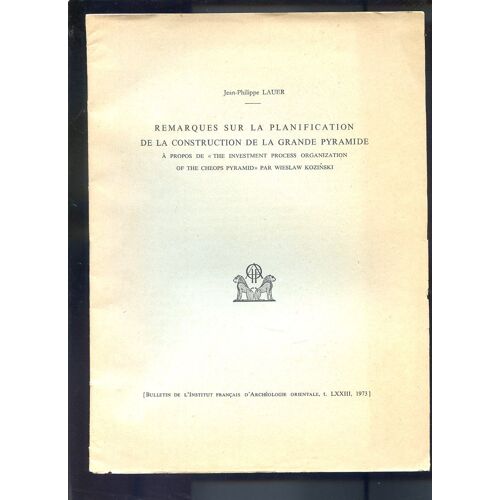 Remarques Sur Laplannification De La Construction De La Grande Pyramide