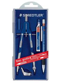 Staedtler Compas Technique 552 01 Réglage Rapide + Porte-Mine 775 05 Et Etui Mines 250 05-Hb