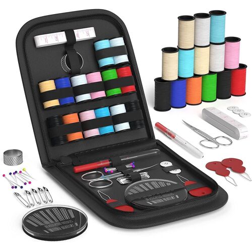 Kit de couture Coquimbo, accessoires de couture haut de gamme avec étui de transport, kit de couture complet et pratique pour la maison, les voyages et les urgences (noir)