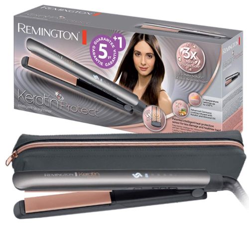 Remington Lisseur Cheveux [Innovation: Capteur Intelligent Breveté] Keratin Protect (Ajuste Automatiquement La Température, Soin Kératine & Huile D'amande, Céramique, Ecran Lcd) Fer À Lisser S8598