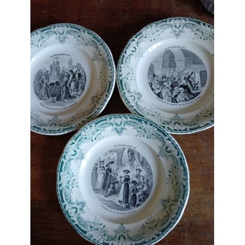3 Assiettes Desserts Parlantes "Creil Et Montereau" Lmetcie