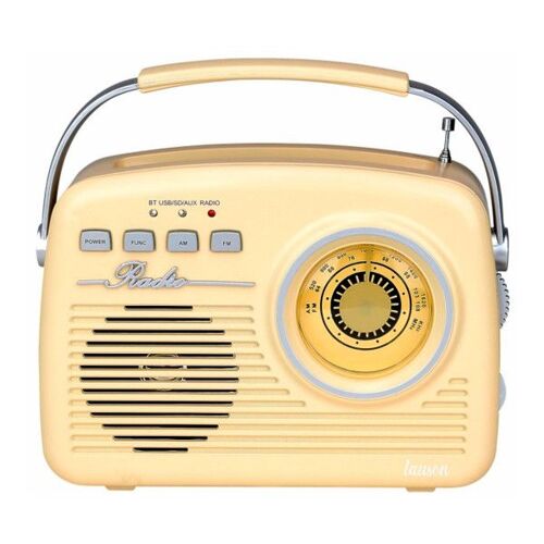 Lauson Ra143 Radio Vintage Crema Analógica Con Enceinte Intégré 2w Am/fm Batterie Recargable Bluetooth Usb Sd