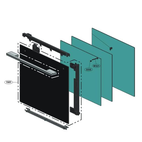 Vitre extérieure de porte (repère 1501) Four cuisinière (AJX75334201 LG)