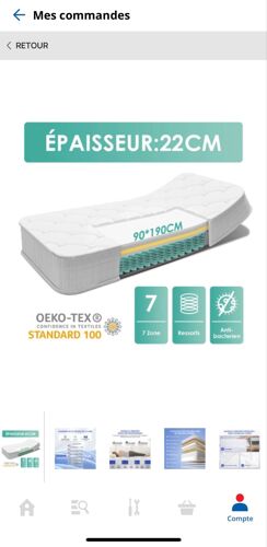 Matelas une place 190x90cm
