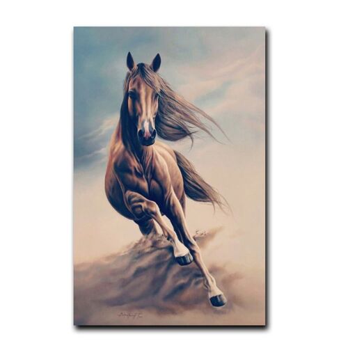 Peinture à l'huile abstraite d'animaux sur toile, affiches et imprimés d'art mural, images de cheval de course pour salon, décor de Cuadros sans cadre 40x50cm no frame