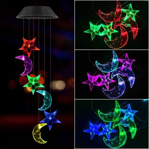 Carillon a Vent LED Exterieur Solaire,Carillon Decoration Jardin Terrasse Pergola,pour Cadeau Femme Cadeau Maman Cadeau de Noël Cadeau Saint Valentin(D)