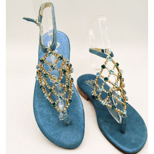 Sandales De Luxe, Faites À La Main, 100% Cuir Et Cristaux Swarovski Originaux. Un Vrai Bijou Pour Les Pieds - Snedela - 39