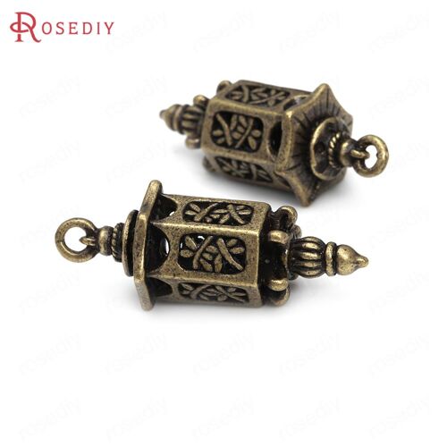 Lanternes En Alliage De Zinc, Bronze Antique, Style Vintage, Breloques, Pendentifs, Fournitures De Fabrication De Bijoux, Accessoires De Bricolage, 6 Pièces, 35x12mm