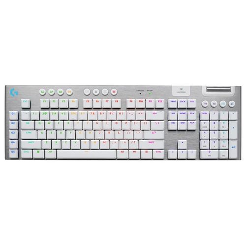 Logitech G915 X - Clavier - LIGHTSPEED - full size - backlit - sans fil - 2.4 GHz, USB, Bluetooth 5.0 - AZERTY - Français - blanc
