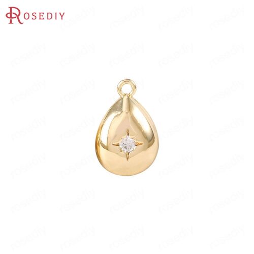 24k Or Couleur Laiton Et Zircon Avec Étoile Rond Ovale Lune Carré Coeur Goutte Forme Charmes Pendentifs Fournitures De Fabrication De Bijoux À Faire Soi-Même