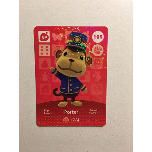 Carte Amiibo Rare Animal Crossing (Happy Home Designer & Welcome Amiibo) Série 2 N°109 : Lazare