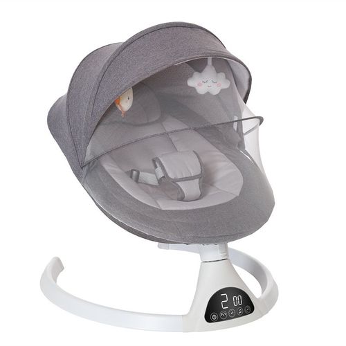 Balancelle Bébé Transat Électrique Balançoire À 5 Vitesses Avec Affichage Led,Musique Bluetooth,0-12 Mois,Gris