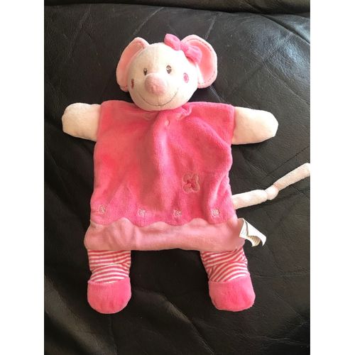 doudou plat souris rose nicotoy 