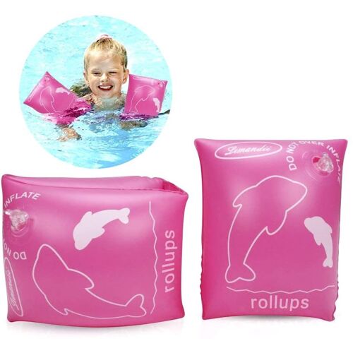 Brassard Piscine Enfant,Brassard Bebe, Brassard Gonflable, Bandes De Bras Flotteurs Piscine Natation Pour Enfant(4 À 8 Ans, Rose)