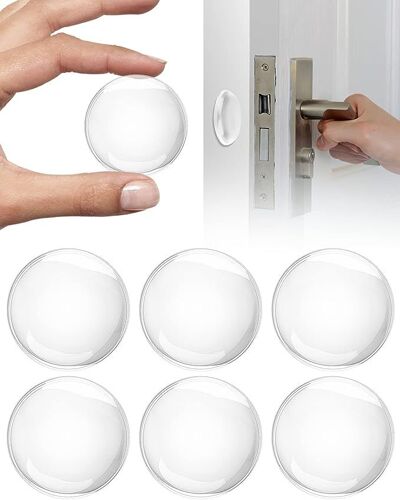 Butée de poignée de porte murale, 6 x butée de porte murale transparente