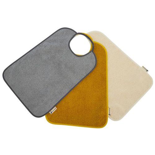 Lot De 3 Bavoirs Éponge À Encolure Élastiquée Jaune - Jaune