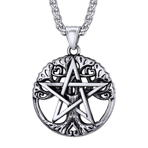 Collier Pentagramme Minimaliste Pour Homme, Acier Inoxydable, Pendentif Noeud Celtique, Bijoux Creux Simples, Accessoires