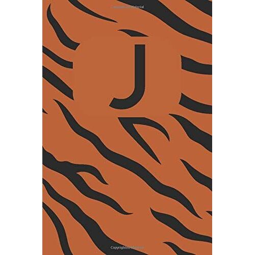 J: J Initial Monogram Capital Letter Notebook Cute Tiger Pattern Blank Lined Paper Journal Nature & Zoo Lovers Gift