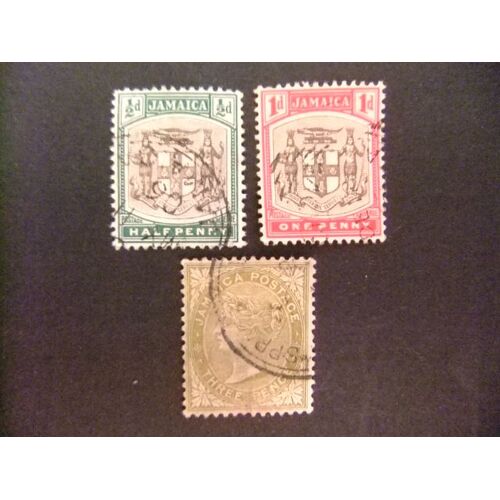 Jamaica 1905 Armoiries Yvert N 37 / 39 Fu Wmk Crown Ca Multiple