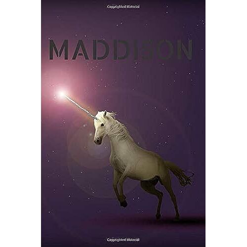 Maddison: Personalised Unicorn Cover Notebook | 160 Ruled Pages | 6x9 Journal | Paperback Diary | Glossy Finish