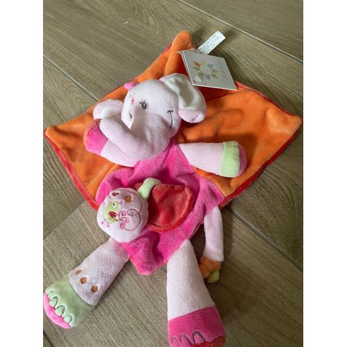 Doudou peluche éléphant rose Kiabi Nicotoy Orange Kitchoun 