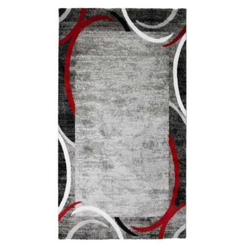 SUBWAY ENCADRE Tapis de couloir contemporain en polypropylène - 80 x 150 cm - Rouge