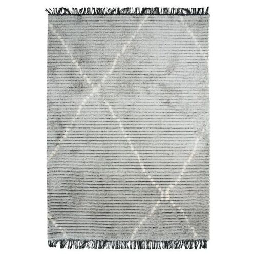 STEPPE LIGNES - Tapis tout doux lignes beige et gris clair 120 x 170 cm