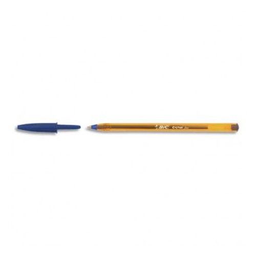 Bic Stylo À Bille Bleue Cristal Fine Pointe Fine Corps Transparent À Capuchon