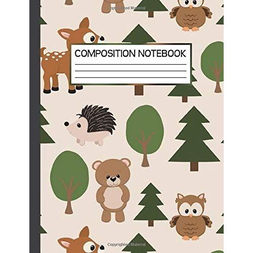 Composition Notebook: Cute Basic Composition Notebook Primary Writing Journal For Students, Kids, Boys And Girls Back To School / Wide Ruled Paper / Beautiful Farmyard Theme Paper, Panda, Sheep, Flowe