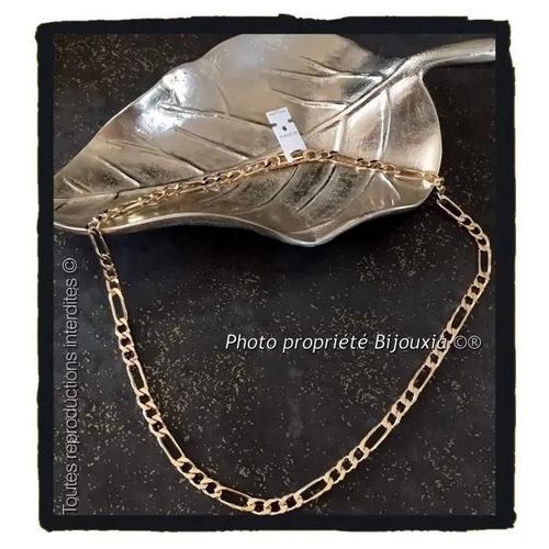 Chaîne Maille Figaro 6mm X 50cm Plaqué Or 18 Carats