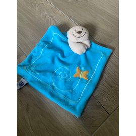 Doudou peluche ours chicco bleu papillon
