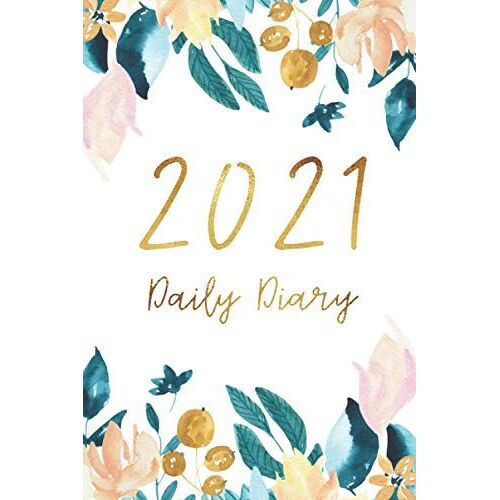 2021 Daily Diary: 2021 Calendar & Daily Diary 365 Days Journal, Compact Size 6x9" : Watercolor Flower Cover
