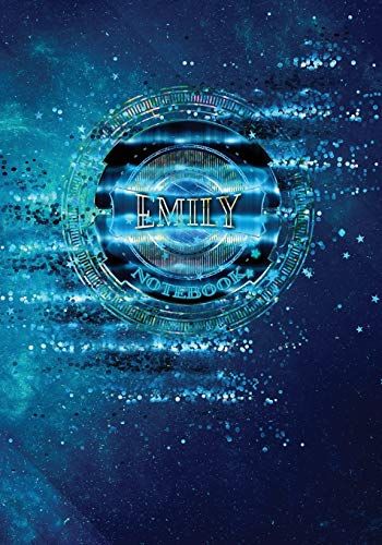 Emily Notebook: Art Deco - 7"X10" Blue Spiritual Cosmic Composition Book