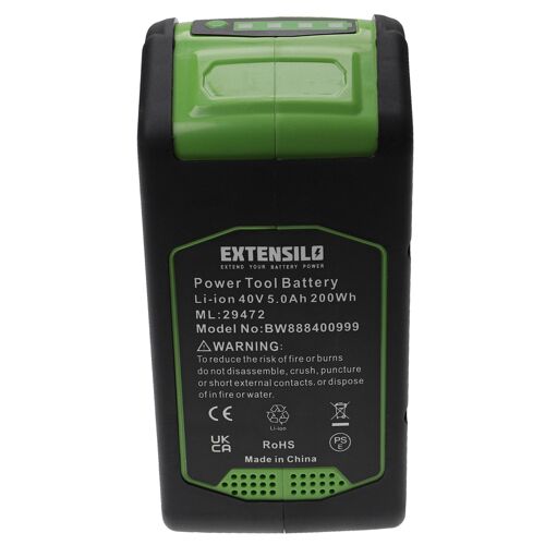 EXTENSILO Batterie remplacement pour Powerworks 40V series pour outil électrique (5000 mAh, Li-ion, 40 V)