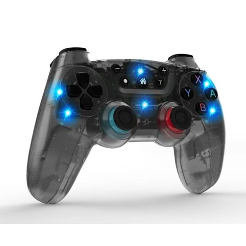 Manette De Jeu Bluetooth Pour Nintendo Switch, Compatible Avec Android, Ps3, Ios 13, Avec Vibrations À Six Axes Et Fonction De Réveil, Couleur Noire Transparente