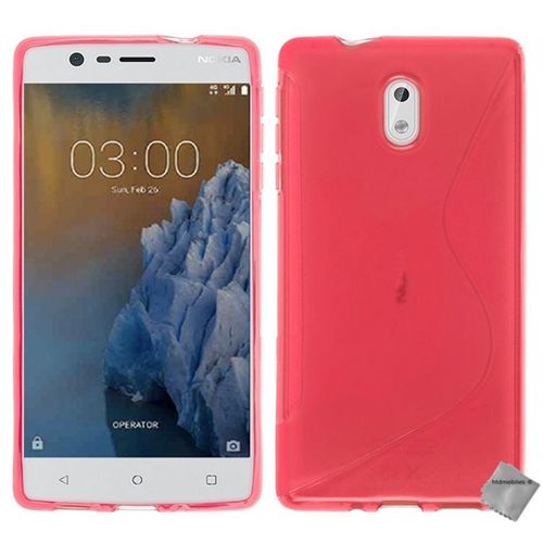 Housse Etui Coque Pochette Silicone Gel Fine Pour Nokia 3 + Verre Trempe - Rose