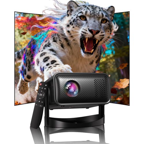 Videoprojecteur Portable,Projecteur Video Intelligent Fhd 1080P&4K Soutien,2.4/5G Wifi&Bt,Focus Électronique,Zoom 50%,Retroprojecteur Portable Home Cinéma Pour Téléphone/Pc/Clé Tv