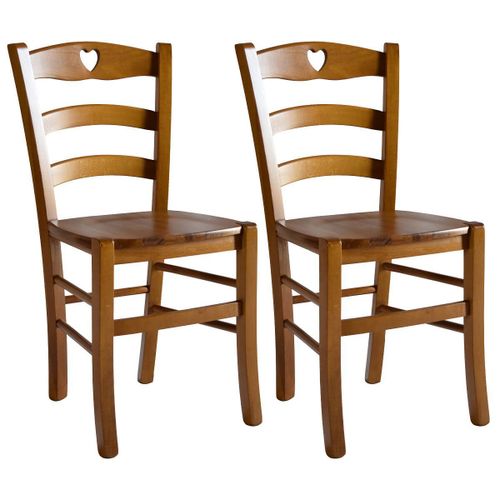 Naples - Lot De 2 Chaises Teinté Chêne Et Assises En Bois