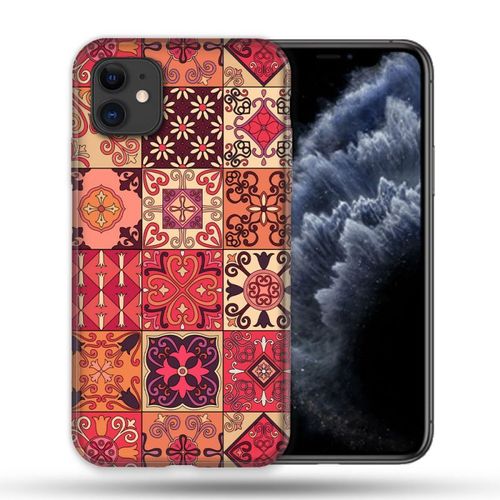 Coque Compatible Magsafe Pour Apple Iphone 11 (6,1) Texture Carreau Ciment Rouge