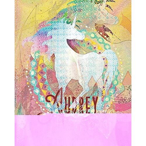 Audrey: Colorful Rainbow Unicorn - 100 Pages 8"X10" Girl's Composition Wide Ruled Notebook