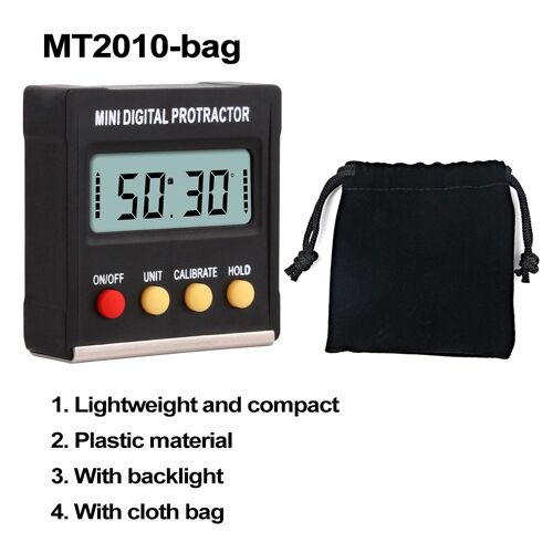 MT2010-bag RZ  rapporteur d'angle universel biseauté 360 degrés, Mini rapporteur numérique électronique inclinomètre testeur outils de mesure MT2010 ""Nipseyteko""