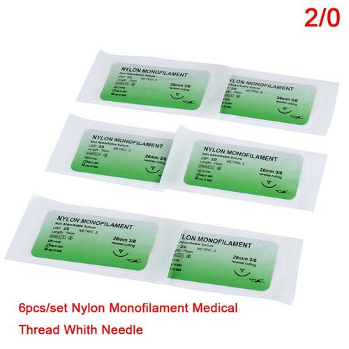 Aiguille De Suture En Nylon, Fil Médical, Non-Blessure, Outil De Fil Chirurgical, Kit De Pratique Médicale, 6 Pièces, 2/0 3/0 4/0 