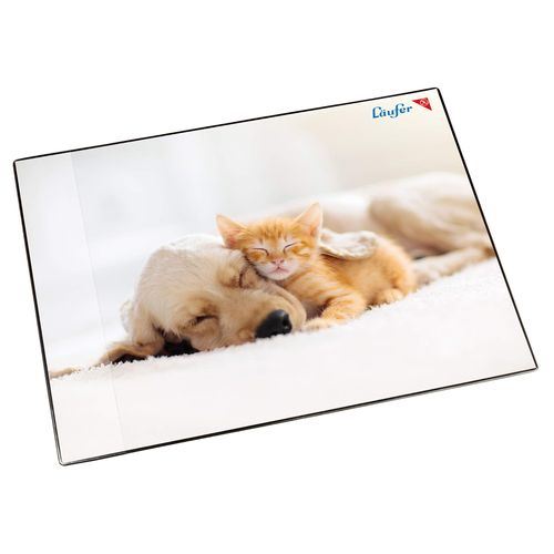 Läufer 46657 Sous-Main Antidérapant Pour Enfant Motif Chien Et Chat 53 X 40 Cm Avec Poche Latérale Transparente