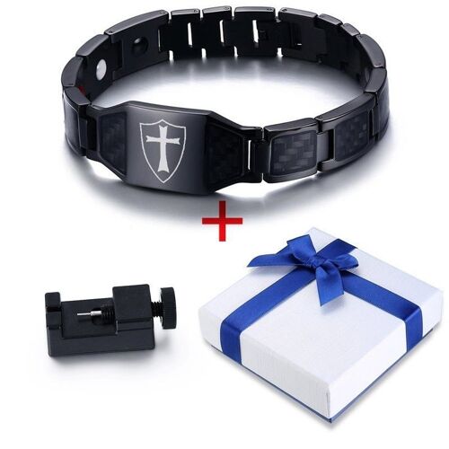 Vnox-Bracelets En Fibre De Carbone Pour Homme, Bouclier Des Templiers, Thérapie De La Foi Croisée